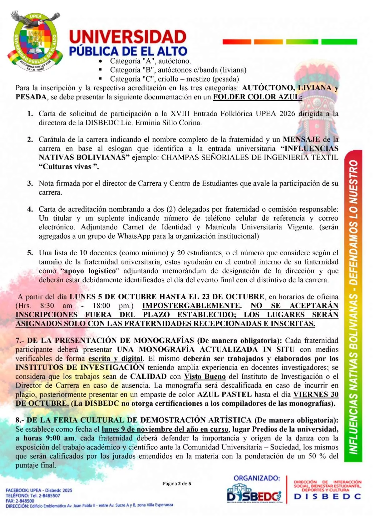 CONVOCATORIA A LA XVIII ENTRADA FOLKLÓRICA 2026