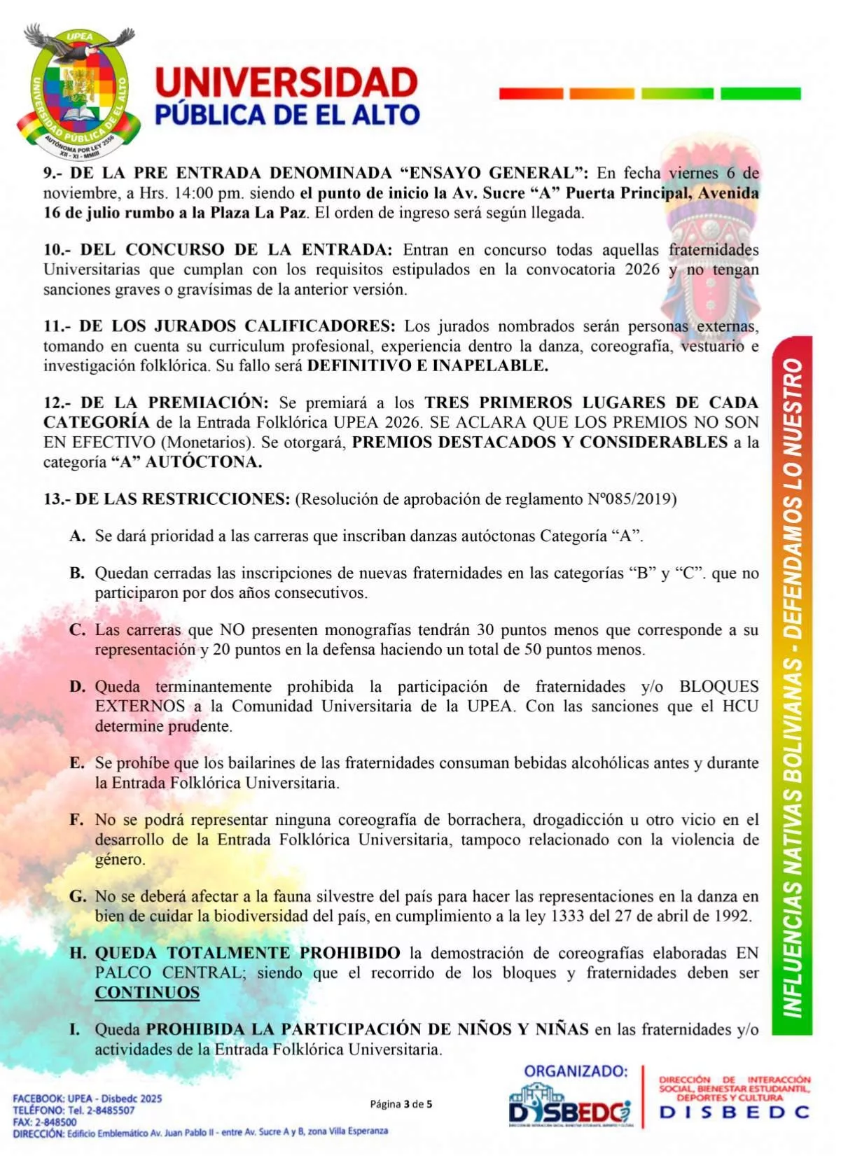 CONVOCATORIA A LA XVIII ENTRADA FOLKLÓRICA 2026